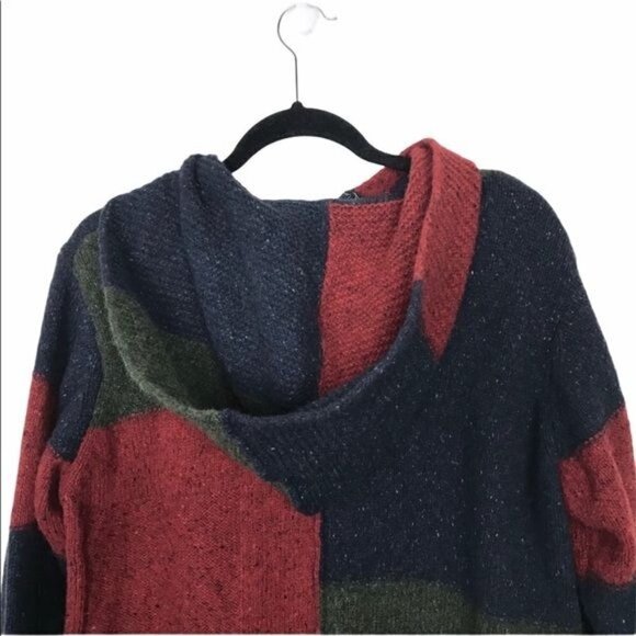 Kerry Woollen Mills 100% Wool Hooded Color Block Cardigan Small / Medium - Picture 6 of 7